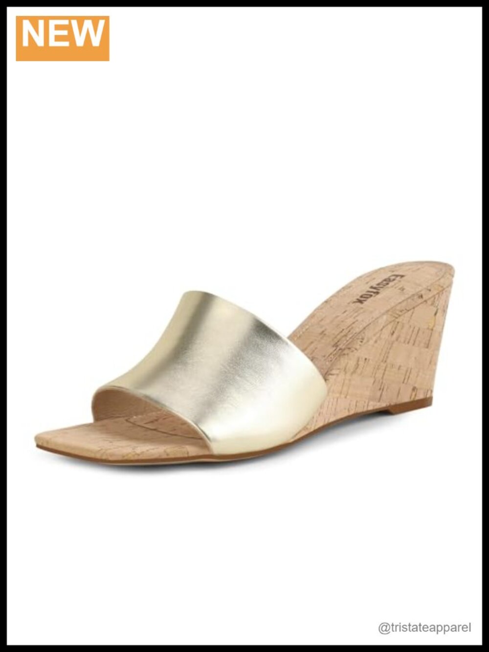 Easyfox Women's Open Toe Wedge Sandals Slip On Mules Heeled Shoes Comfortable